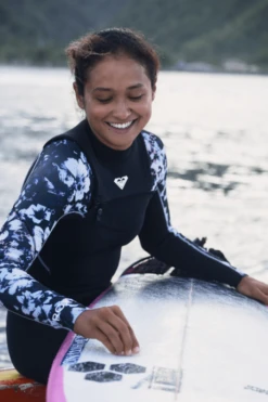 Combinaison Intégrale 3/2mm Roxy Elite Front Zip True Black Black Flowers