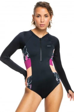 Surfsuit En Lycra Roxy Active Anthracite Floral Flow